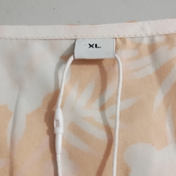 Orange and White Border Print Empire Waist Cool Loose Dress V-neck Pockets - Picture 12 of 16